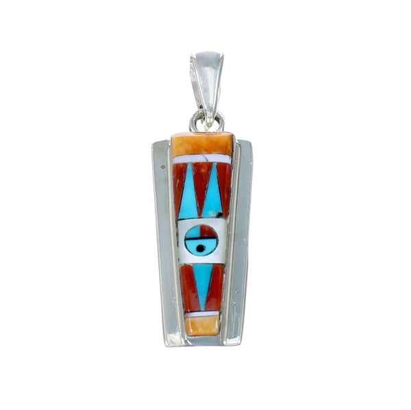 Multicolor Inlay Sterling Silver Sun Native American Pendant NX11698